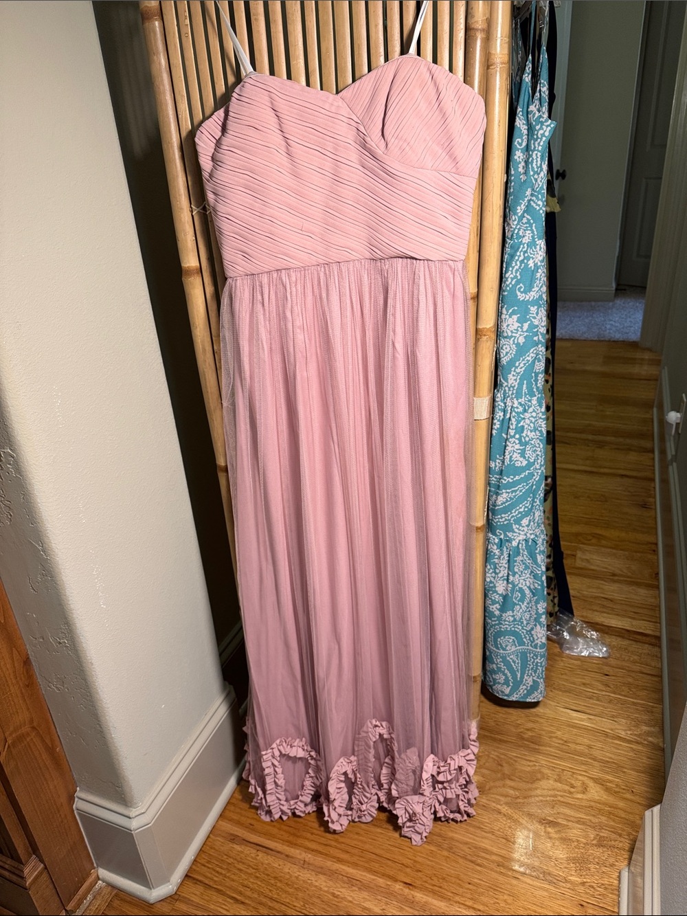 Gianni Bini Blush Pink Pleated Strapless Dress - Picture 1 of 3